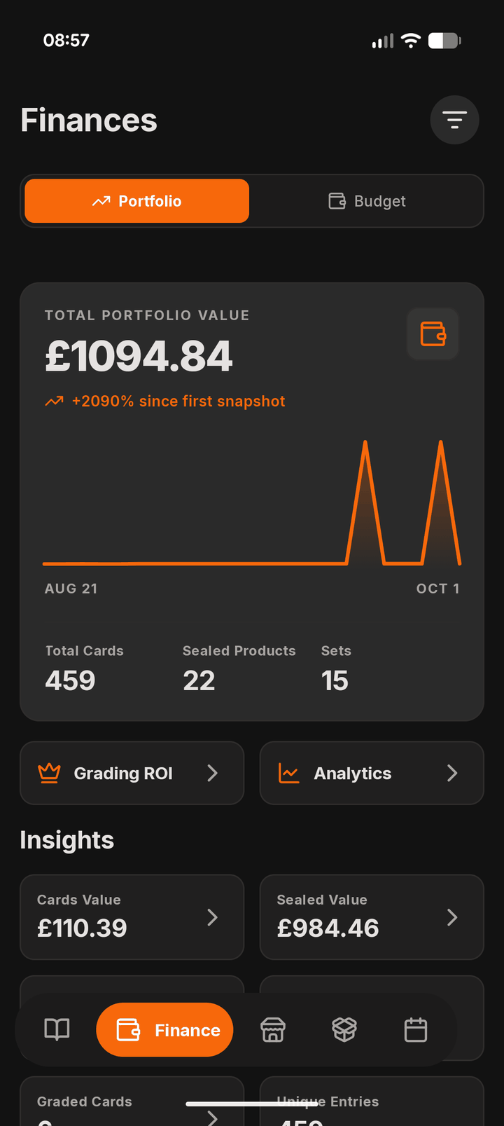 Portfolio dashboard in Sleevd